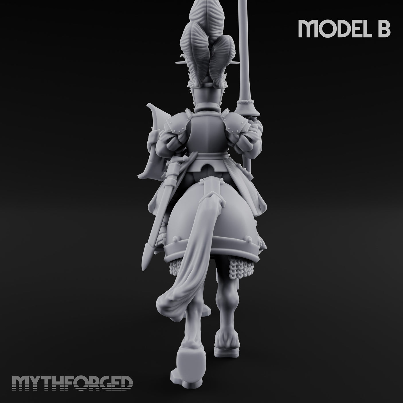 Lance Bearing Plumed Helmed Human Knight on Horseback B Miniature for Dungeons and Dragons, Pathfinder or other TTRPGs
