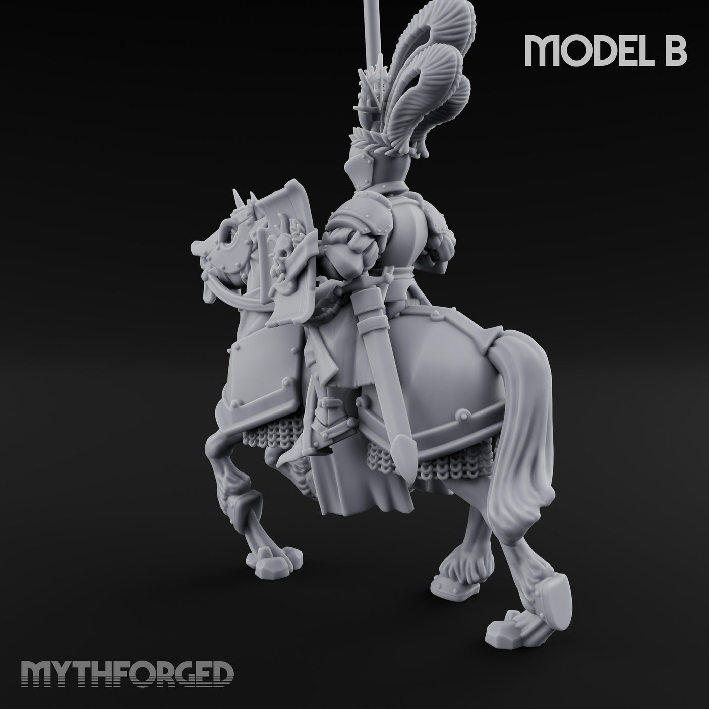 Lance Bearing Plumed Helmed Human Knight on Horseback B Miniature for Dungeons and Dragons, Pathfinder or other TTRPGs