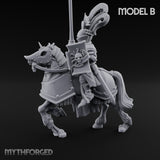 Lance Bearing Plumed Helmed Human Knight on Horseback B Miniature for Dungeons and Dragons, Pathfinder or other TTRPGs
