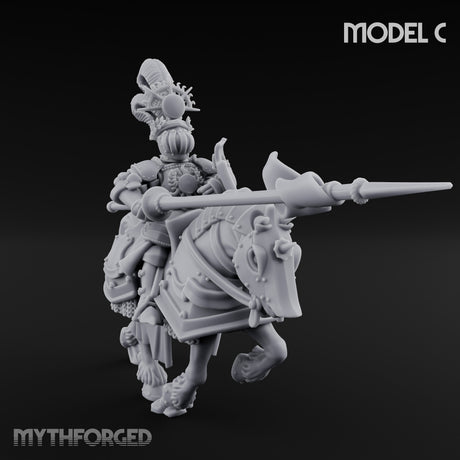 Lance Bearing Plumed Helmed Human Knight on Horseback C Miniature for Dungeons and Dragons, Pathfinder or other TTRPGs
