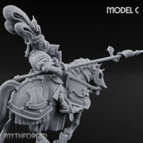 Lance Bearing Plumed Helmed Human Knight on Horseback C Miniature for Dungeons and Dragons, Pathfinder or other TTRPGs