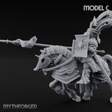 Lance Bearing Plumed Helmed Human Knight on Horseback C Miniature for Dungeons and Dragons, Pathfinder or other TTRPGs