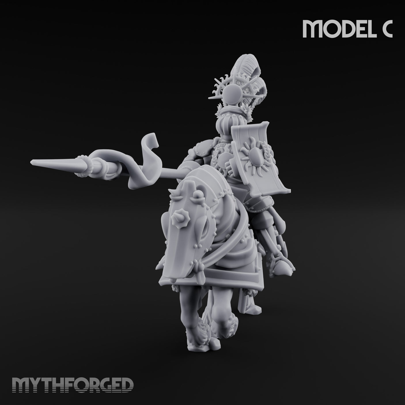 Lance Bearing Plumed Helmed Human Knight on Horseback C Miniature for Dungeons and Dragons, Pathfinder or other TTRPGs