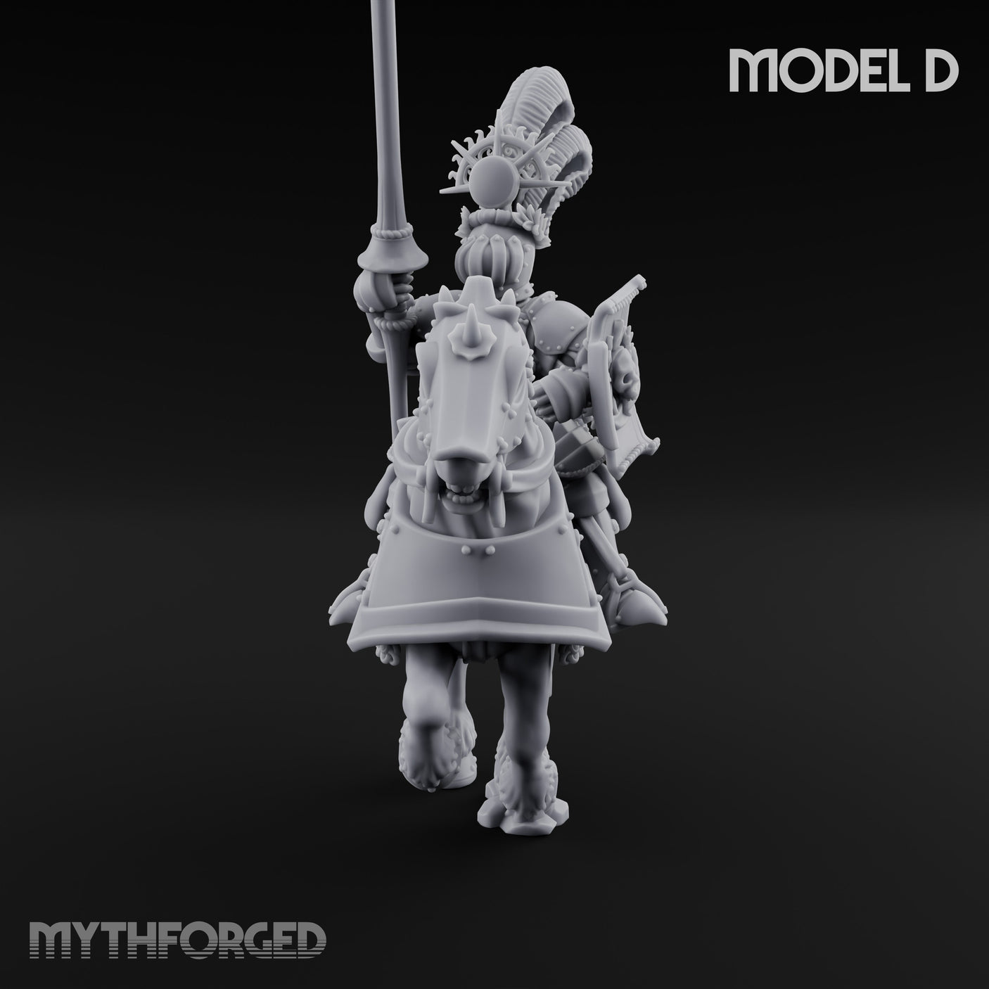 Lance Bearing Plumed Helmed Human Knight on Horseback D Miniature for Dungeons and Dragons, Pathfinder or other TTRPGs