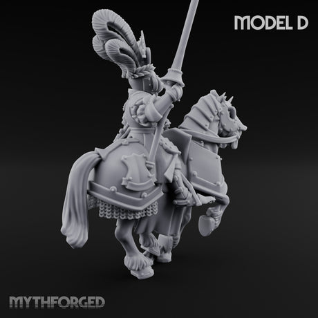 Lance Bearing Plumed Helmed Human Knight on Horseback D Miniature for Dungeons and Dragons, Pathfinder or other TTRPGs
