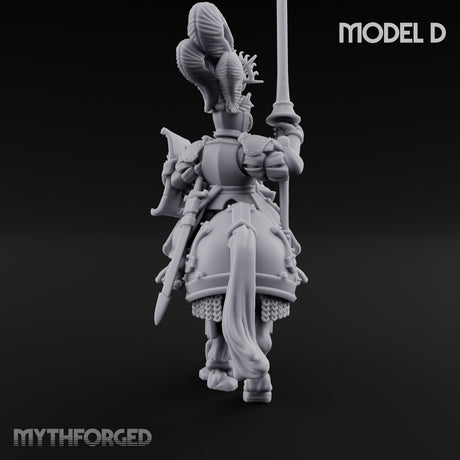 Lance Bearing Plumed Helmed Human Knight on Horseback D Miniature for Dungeons and Dragons, Pathfinder or other TTRPGs