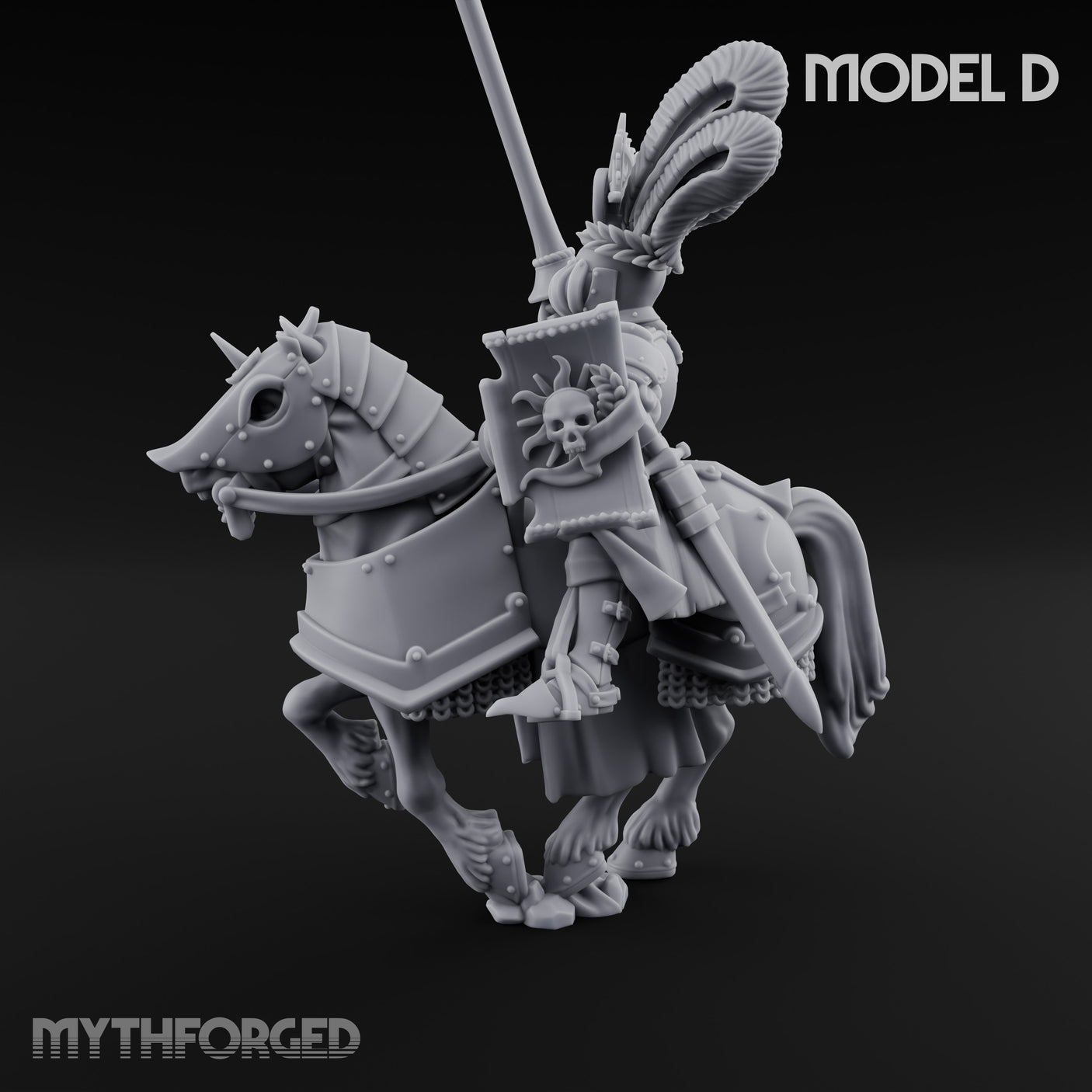 Lance Bearing Plumed Helmed Human Knight on Horseback D Miniature for Dungeons and Dragons, Pathfinder or other TTRPGs