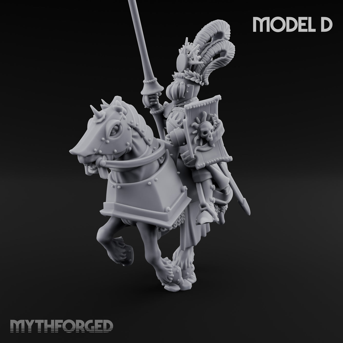 Lance Bearing Plumed Helmed Human Knight on Horseback D Miniature for Dungeons and Dragons, Pathfinder or other TTRPGs