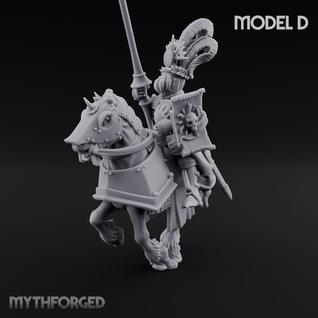 Lance Bearing Plumed Helmed Human Knight on Horseback D Miniature for Dungeons and Dragons, Pathfinder or other TTRPGs