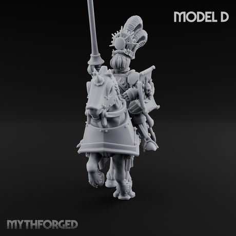 Lance Bearing Plumed Helmed Human Knight on Horseback D Miniature for Dungeons and Dragons, Pathfinder or other TTRPGs