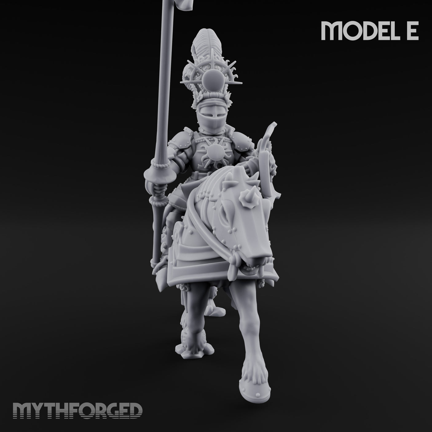 Lance Bearing Plumed Helmed Human Knight on Horseback E Miniature for Dungeons and Dragons, Pathfinder or other TTRPGs