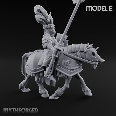 Lance Bearing Plumed Helmed Human Knight on Horseback E Miniature for Dungeons and Dragons, Pathfinder or other TTRPGs