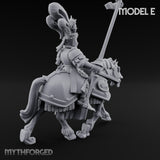 Lance Bearing Plumed Helmed Human Knight on Horseback E Miniature for Dungeons and Dragons, Pathfinder or other TTRPGs