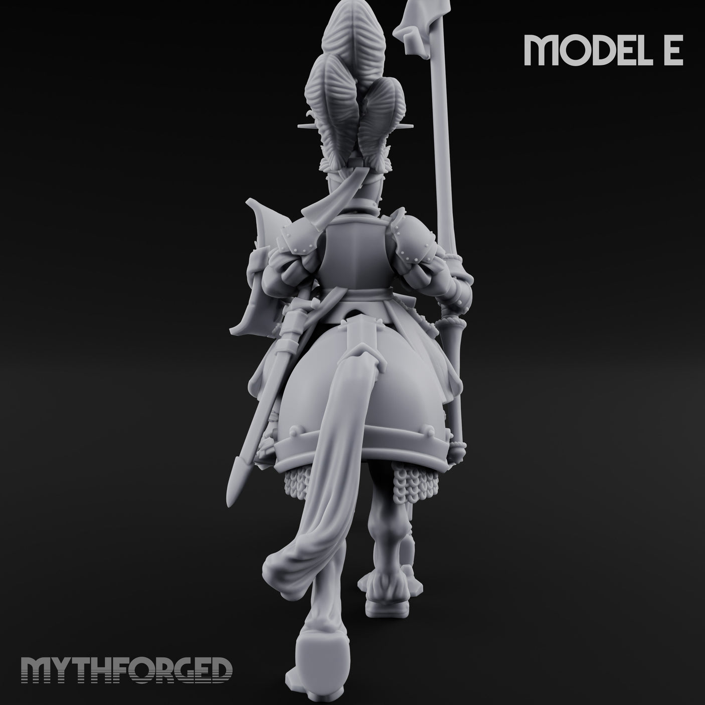 Lance Bearing Plumed Helmed Human Knight on Horseback E Miniature for Dungeons and Dragons, Pathfinder or other TTRPGs