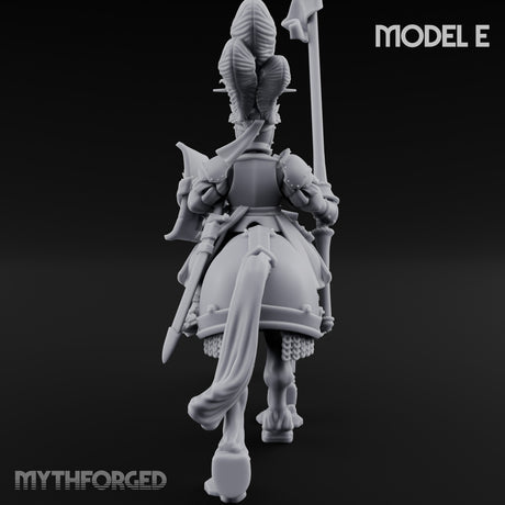 Lance Bearing Plumed Helmed Human Knight on Horseback E Miniature for Dungeons and Dragons, Pathfinder or other TTRPGs