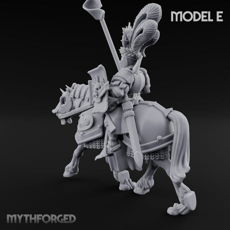 Lance Bearing Plumed Helmed Human Knight on Horseback E Miniature for Dungeons and Dragons, Pathfinder or other TTRPGs