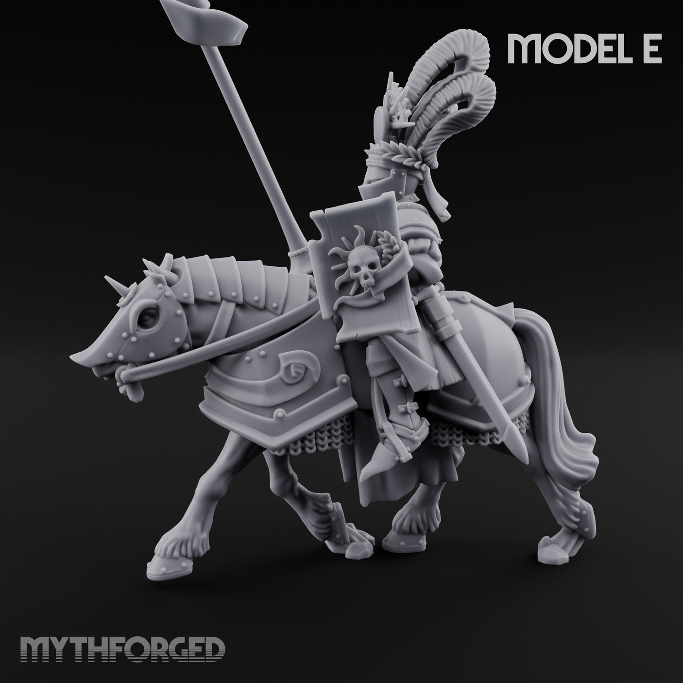 Lance Bearing Plumed Helmed Human Knight on Horseback E Miniature for Dungeons and Dragons, Pathfinder or other TTRPGs