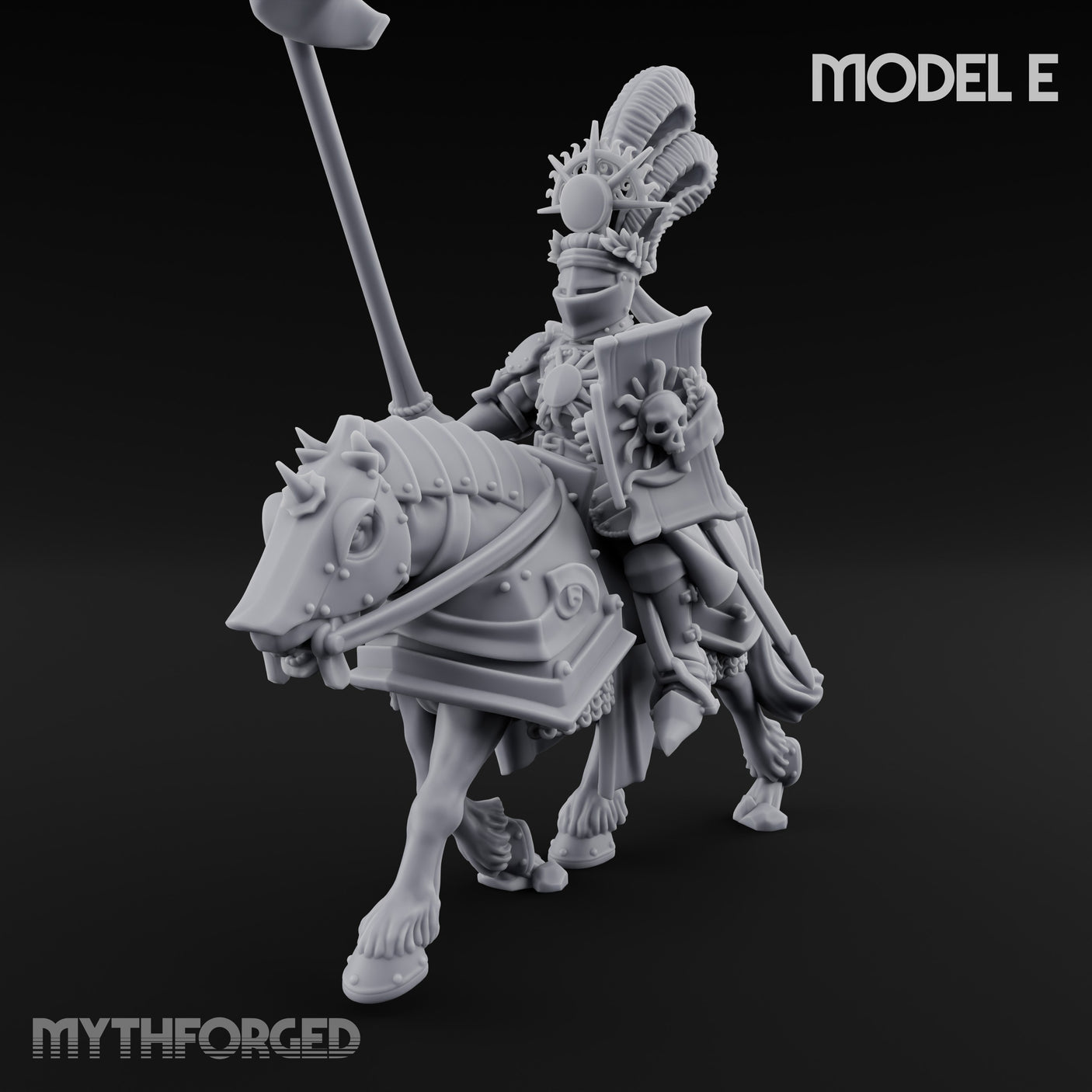 Lance Bearing Plumed Helmed Human Knight on Horseback E Miniature for Dungeons and Dragons, Pathfinder or other TTRPGs