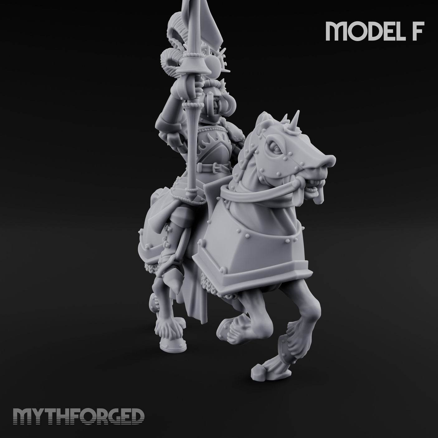 Lance Bearing Plumed Helmed Human Knight on Horseback F Miniature for Dungeons and Dragons, Pathfinder or other TTRPGs