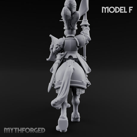 Lance Bearing Plumed Helmed Human Knight on Horseback F Miniature for Dungeons and Dragons, Pathfinder or other TTRPGs