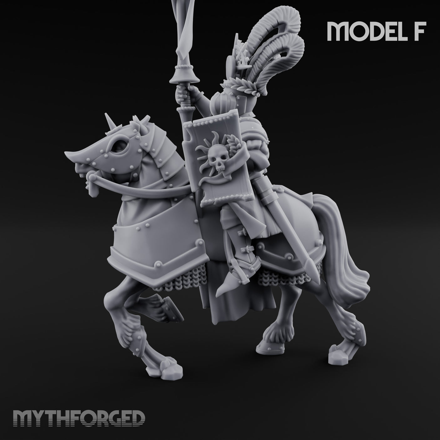 Lance Bearing Plumed Helmed Human Knight on Horseback F Miniature for Dungeons and Dragons, Pathfinder or other TTRPGs