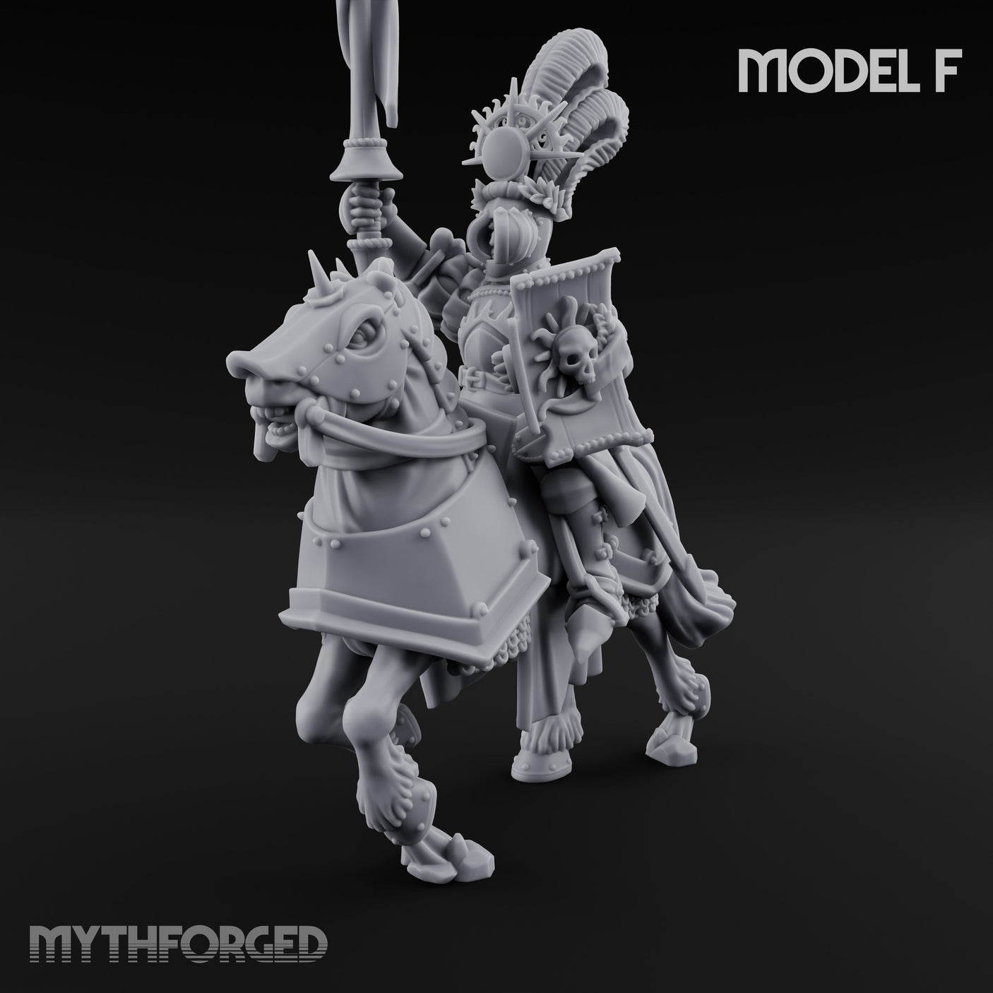 Lance Bearing Plumed Helmed Human Knight on Horseback F Miniature for Dungeons and Dragons, Pathfinder or other TTRPGs