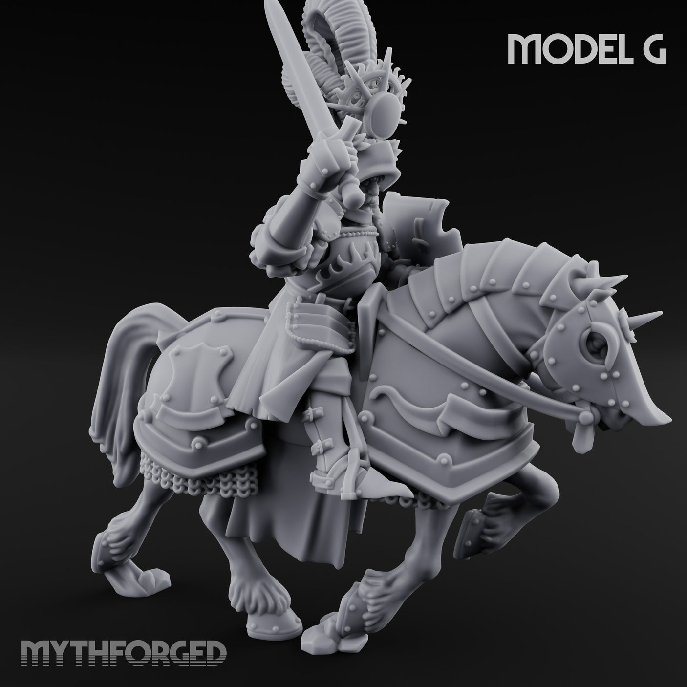 Lance Bearing Plumed Helmed Human Knight on Horseback G Miniature for Dungeons and Dragons, Pathfinder or other TTRPGs