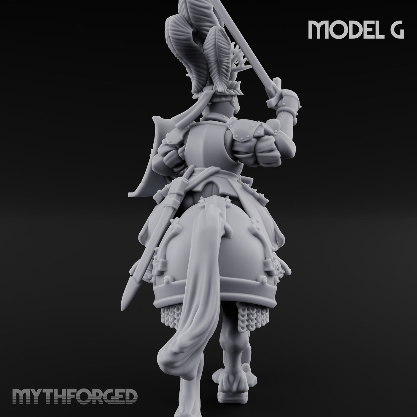 Lance Bearing Plumed Helmed Human Knight on Horseback G Miniature for Dungeons and Dragons, Pathfinder or other TTRPGs