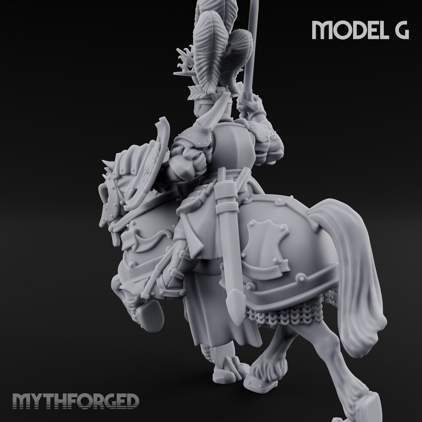 Lance Bearing Plumed Helmed Human Knight on Horseback G Miniature for Dungeons and Dragons, Pathfinder or other TTRPGs