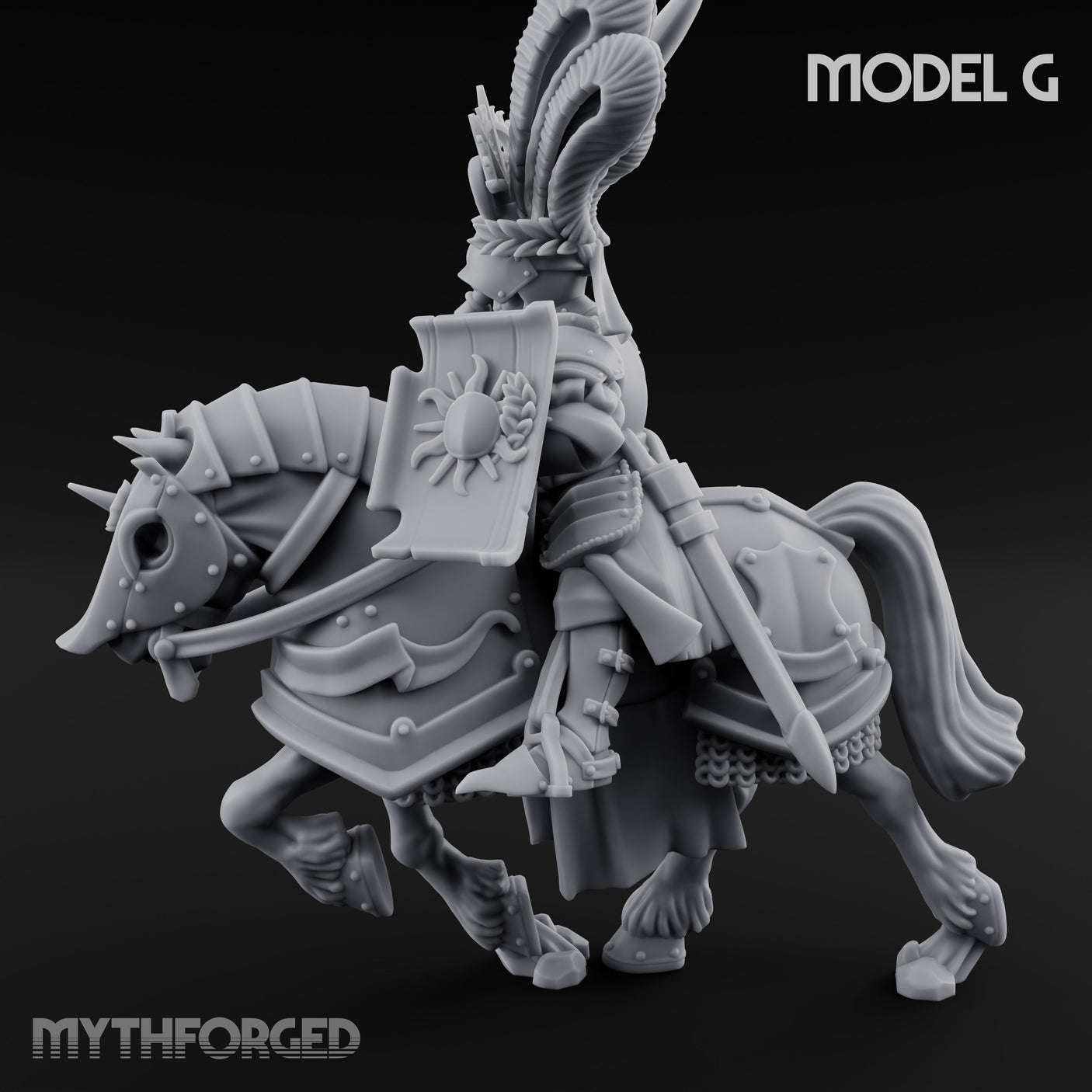 Lance Bearing Plumed Helmed Human Knight on Horseback G Miniature for Dungeons and Dragons, Pathfinder or other TTRPGs
