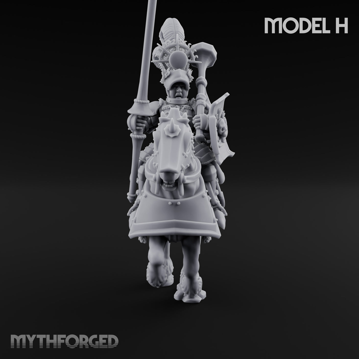 Lance Bearing Plumed Helmed Human Knight on Horseback H Miniature for Dungeons and Dragons, Pathfinder or other TTRPGs