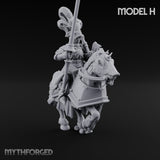 Lance Bearing Plumed Helmed Human Knight on Horseback H Miniature for Dungeons and Dragons, Pathfinder or other TTRPGs