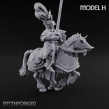 Lance Bearing Plumed Helmed Human Knight on Horseback H Miniature for Dungeons and Dragons, Pathfinder or other TTRPGs