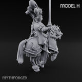 Lance Bearing Plumed Helmed Human Knight on Horseback H Miniature for Dungeons and Dragons, Pathfinder or other TTRPGs