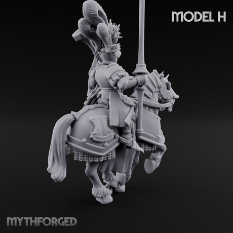 Lance Bearing Plumed Helmed Human Knight on Horseback H Miniature for Dungeons and Dragons, Pathfinder or other TTRPGs