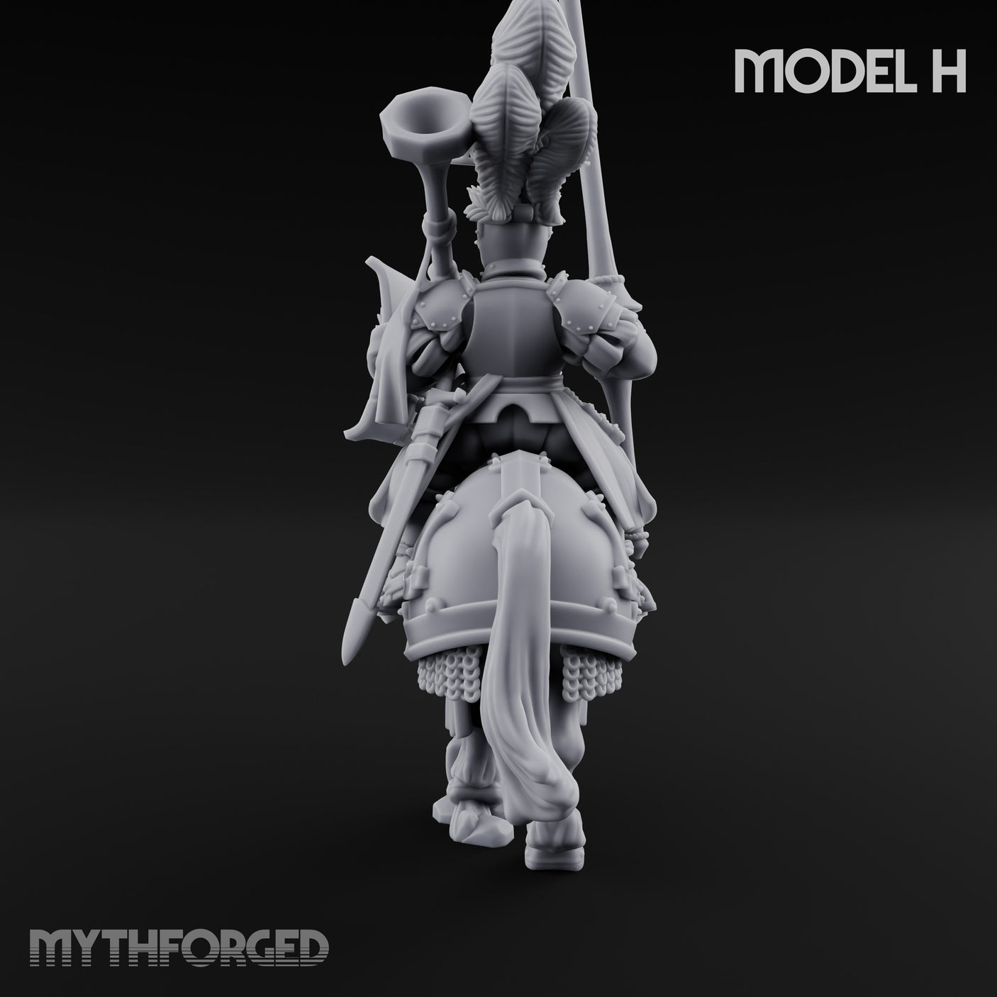 Lance Bearing Plumed Helmed Human Knight on Horseback H Miniature for Dungeons and Dragons, Pathfinder or other TTRPGs