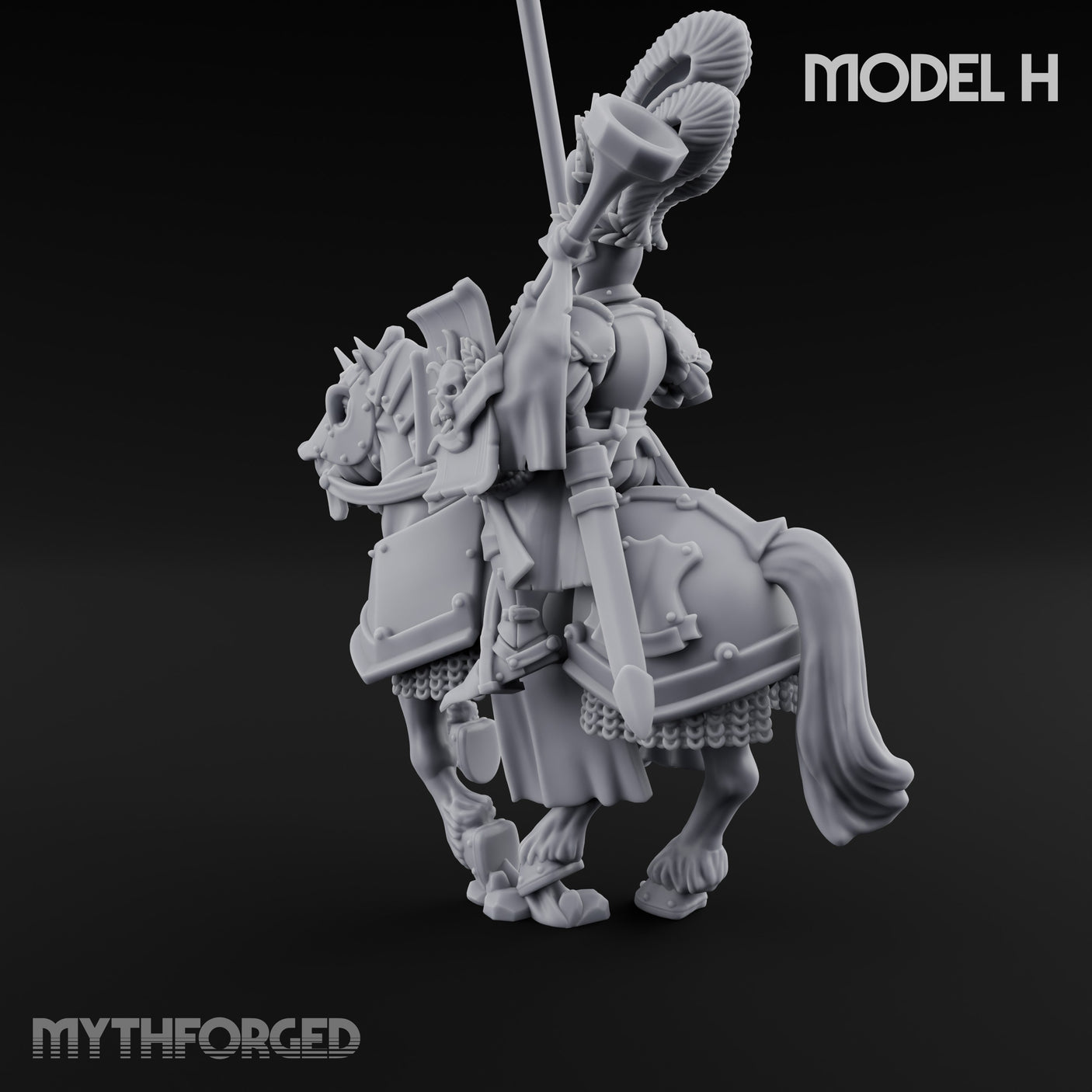 Lance Bearing Plumed Helmed Human Knight on Horseback H Miniature for Dungeons and Dragons, Pathfinder or other TTRPGs