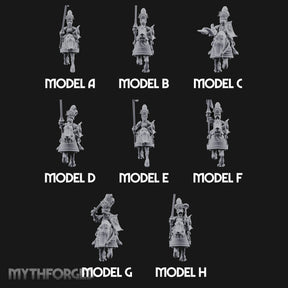 Lance Bearing Plumed Helmed Human Knights on Horseback Miniature for Dungeons and Dragons, Pathfinder or other TTRPGs