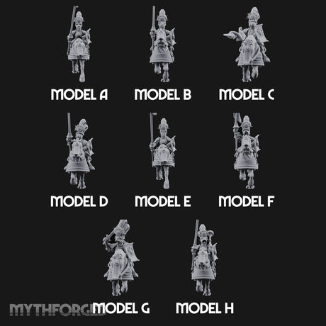 Lance Bearing Plumed Helmed Human Knights on Horseback Miniature for Dungeons and Dragons, Pathfinder or other TTRPGs