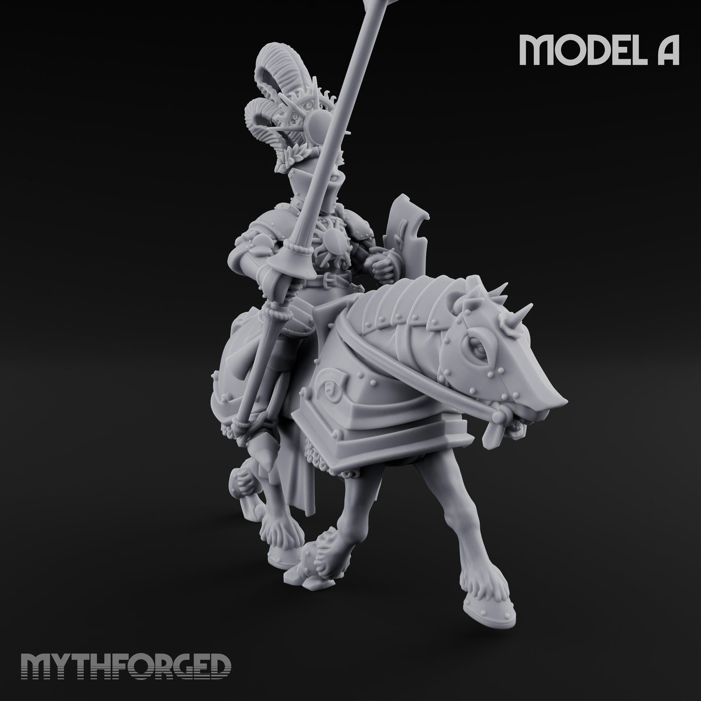 Lance Bearing Plumed Helmed Human Knights on Horseback Miniature for Dungeons and Dragons, Pathfinder or other TTRPGs