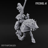 Lance Bearing Plumed Helmed Human Knights on Horseback Miniature for Dungeons and Dragons, Pathfinder or other TTRPGs