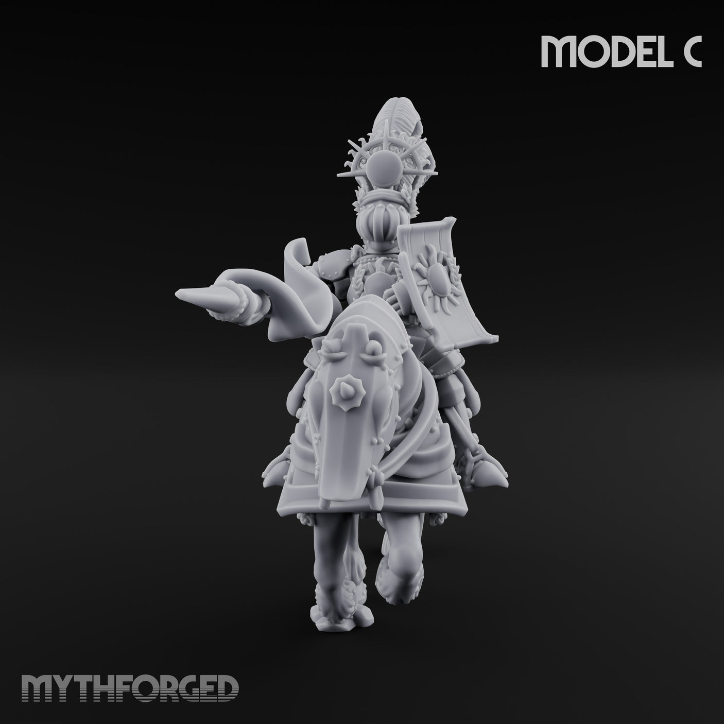 Lance Bearing Plumed Helmed Human Knights on Horseback Miniature for Dungeons and Dragons, Pathfinder or other TTRPGs