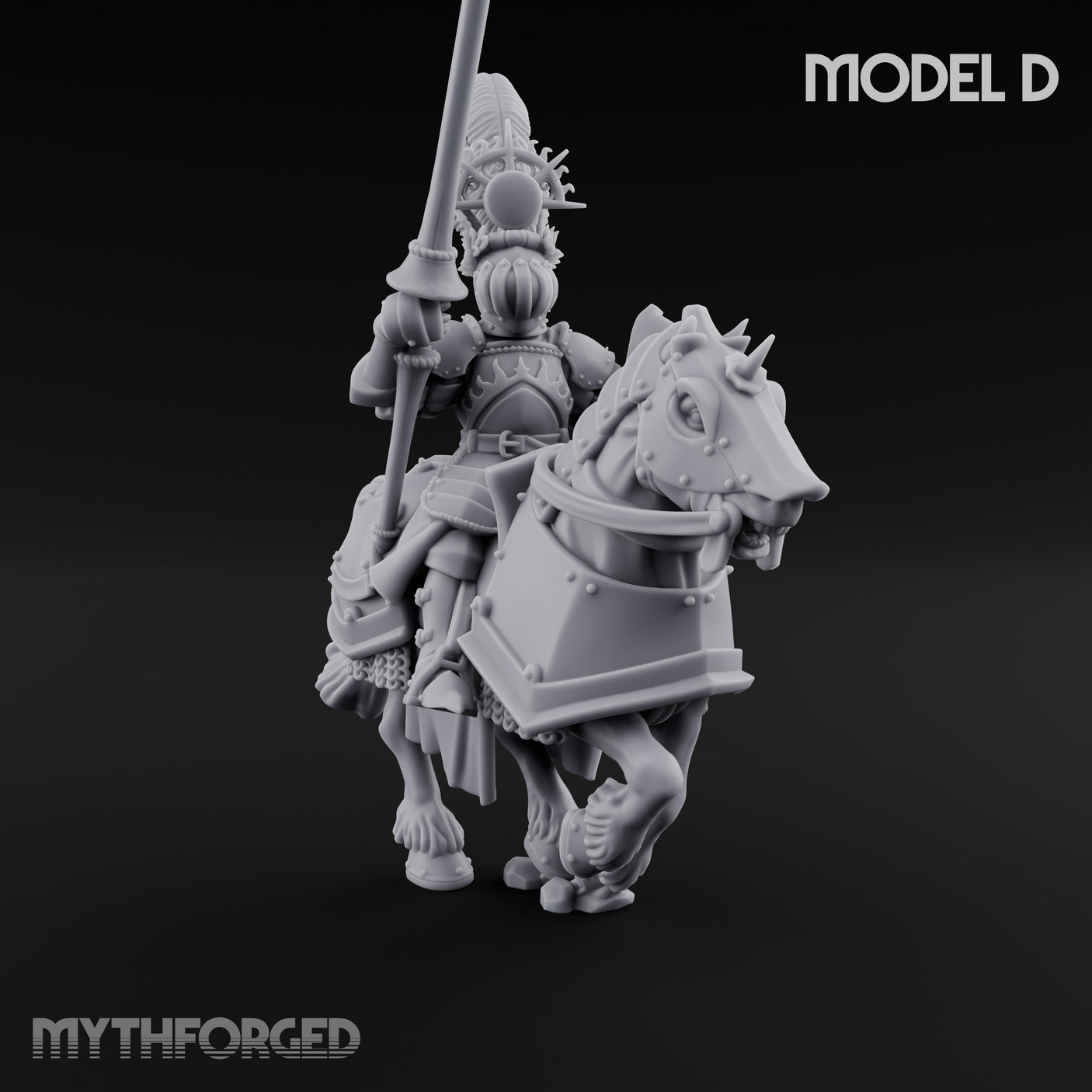 Lance Bearing Plumed Helmed Human Knights on Horseback Miniature for Dungeons and Dragons, Pathfinder or other TTRPGs