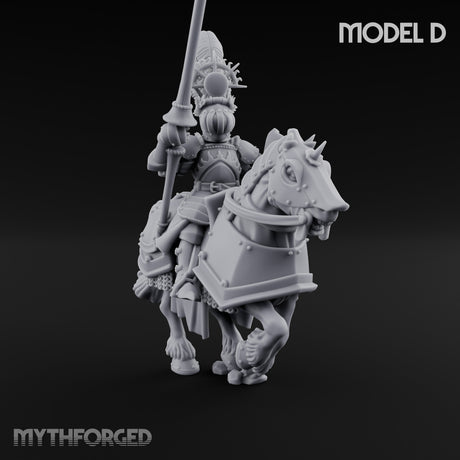 Lance Bearing Plumed Helmed Human Knights on Horseback Miniature for Dungeons and Dragons, Pathfinder or other TTRPGs