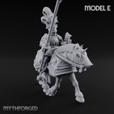 Lance Bearing Plumed Helmed Human Knights on Horseback Miniature for Dungeons and Dragons, Pathfinder or other TTRPGs