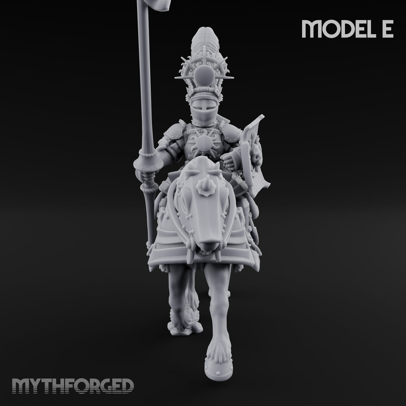 Lance Bearing Plumed Helmed Human Knights on Horseback Miniature for Dungeons and Dragons, Pathfinder or other TTRPGs