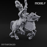 Lance Bearing Plumed Helmed Human Knights on Horseback Miniature for Dungeons and Dragons, Pathfinder or other TTRPGs
