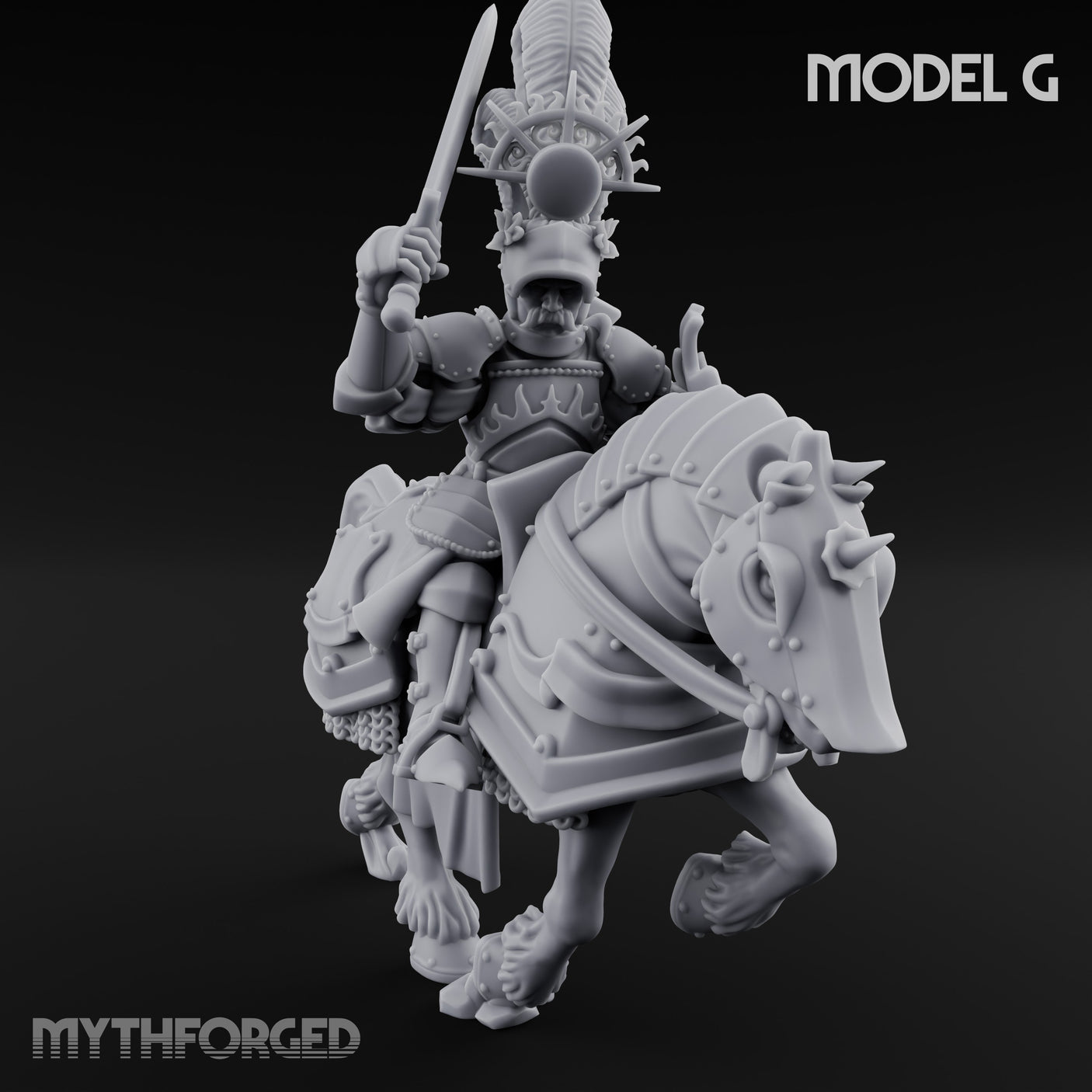 Lance Bearing Plumed Helmed Human Knights on Horseback Miniature for Dungeons and Dragons, Pathfinder or other TTRPGs