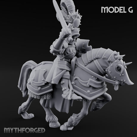 Lance Bearing Plumed Helmed Human Knights on Horseback Miniature for Dungeons and Dragons, Pathfinder or other TTRPGs