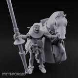 Lance Gripping Horse Steadying Human Squire with Horse Miniature for Dungeons and Dragons, Pathfinder or other TTRPGs